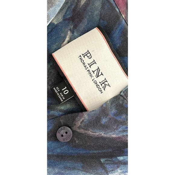 Thomas Pink 100% Silk Long Sleeve Abstract Print Button-Up Shirt Size 10 Multico - Picture 8 of 8